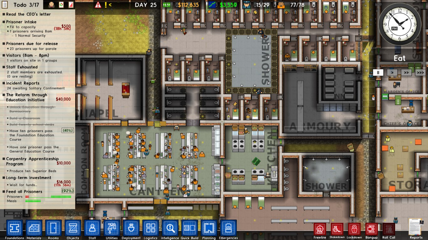 makan siang di prison architect