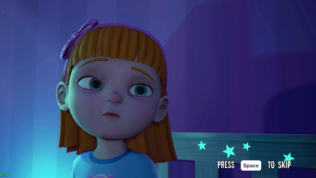 Cutscene akhir saat pemain gagal menghadang gerombolan mainan dan monster. Tampak sang gadis kecil terbangun dari mimpi buruknya.